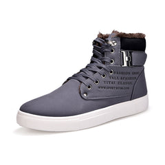 Hot Men Shoes Fashion Warm Fur Winter Men Boots Autumn Leather Footwear For Man New High Top Canvas Casual Shoes Men