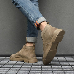 Lace-up Boots Men Platform Ankle Boots Fall Winter Shoes