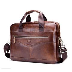 Captain Cattle Leather Goods Laptop Computer Briefcase Leather Shoulder Messenger Bag Top Layer Cowhide Business Briefcase