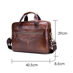 Captain Cattle Leather Goods Laptop Computer Briefcase Leather Shoulder Messenger Bag Top Layer Cowhide Business Briefcase
