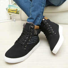 Hot Men Shoes Fashion Warm Fur Winter Men Boots Autumn Leather Footwear For Man New High Top Canvas Casual Shoes Men