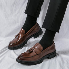 Business Casual Leather Shoes Men's Comfortable Breathable Tassel Slip-on Slip On Loafers Men