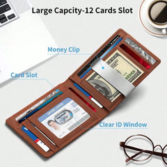 Wallet For Men Slim Bifold Leather Wallet With Money Clip RFID Blocking Minimalist Card Holder Front Pocket Mens Wallet
