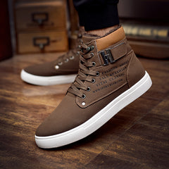 Hot Men Shoes Fashion Warm Fur Winter Men Boots Autumn Leather Footwear For Man New High Top Canvas Casual Shoes Men