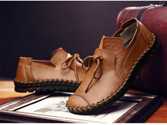 British Style Casual Men Loafers Shoes Spring Autumn Genuine Leather Slip On Men's Flats Footwear