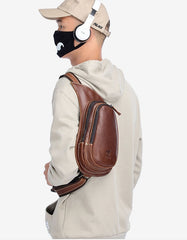 Leather Goods New Crazy Horse Leather Chest Bag Genuine Leather