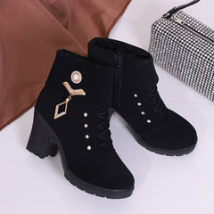 Plus Size Boots Rhinestone High-heeled Cotton Boots