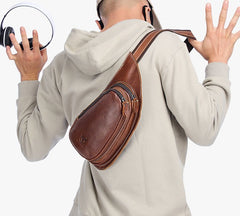 Leather Goods New Crazy Horse Leather Chest Bag Genuine Leather