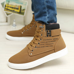 Hot Men Shoes Fashion Warm Fur Winter Men Boots Autumn Leather Footwear For Man New High Top Canvas Casual Shoes Men