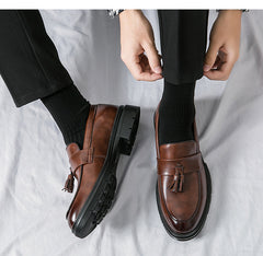 Business Casual Leather Shoes Men's Comfortable Breathable Tassel Slip-on Slip On Loafers Men