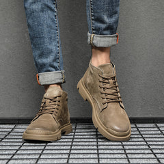 Lace-up Boots Men Platform Ankle Boots Fall Winter Shoes