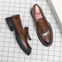 Business Casual Leather Shoes Men's Comfortable Breathable Tassel Slip-on Slip On Loafers Men
