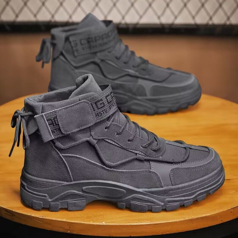 Men's Fashion Simple High-top Platform Wear-resistant Overalls Boots