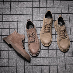 Lace-up Boots Men Platform Ankle Boots Fall Winter Shoes