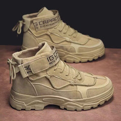 Men's Fashion Simple High-top Platform Wear-resistant Overalls Boots