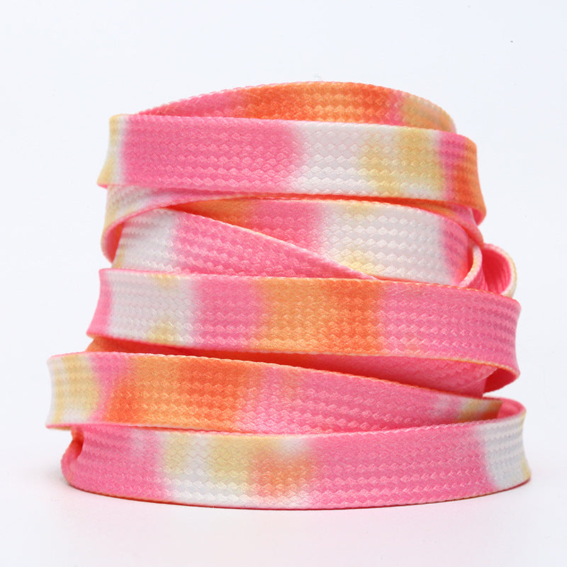 Tie-dye 8mm Nylon Colored Flat Laces Suitable For Sneakers, Canvas Shoes, Sports Sneakers