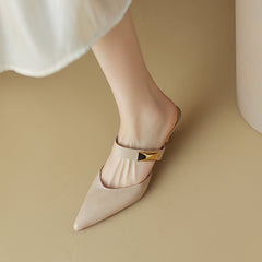 Casual Pointed-toe Mules Shoes High Heel Toe Box Half Slippers