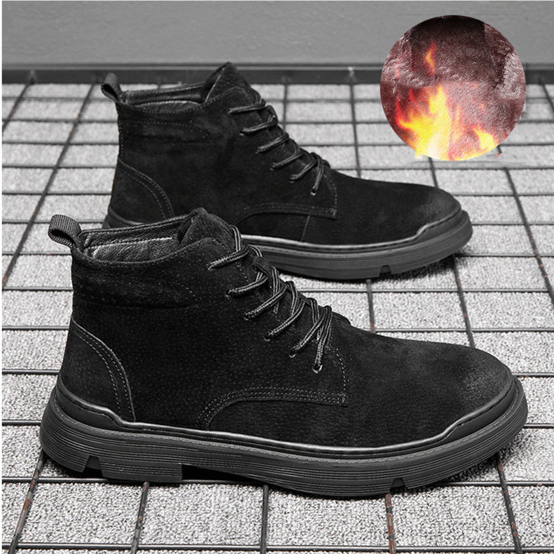 Lace-up Boots Men Platform Ankle Boots Fall Winter Shoes